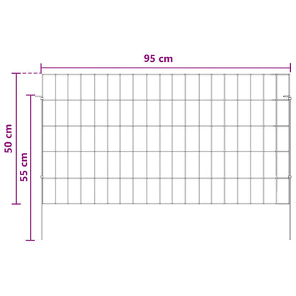 Garden Fence with Stakes 48 pcs 95 x 50 cm Mesh Silver