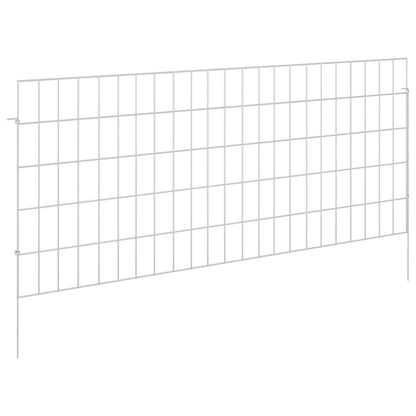 Garden Fence with Stakes 24 pcs 115 x 50 cm Mesh Silver