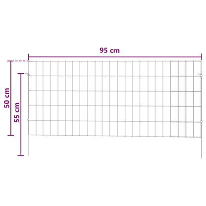 Garden Fence with Stakes 24 pcs 115 x 50 cm Mesh Silver