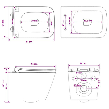 Wall-hung Toilet Ceramic White