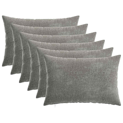 Throw Pillow 6 pcs HEERLEN Dark Grey 40 x 60 cm Chenille Fabric