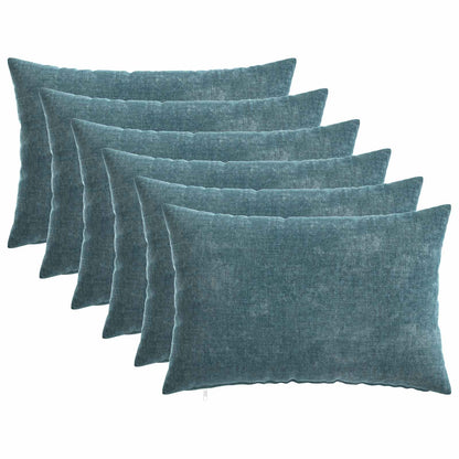 Throw Pillow 6 pcs HEERLEN Blue 40 x 60 cm Chenille Fabric
