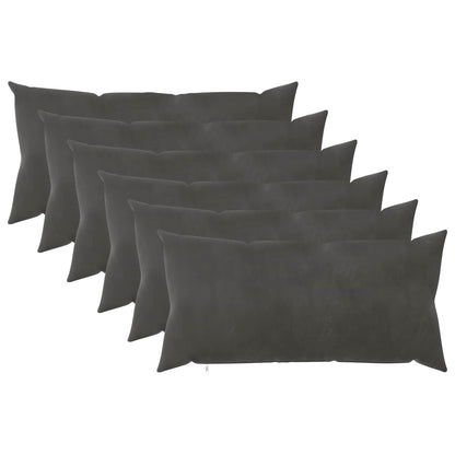 Cushion with Pillow HEERLEN 6 pcs Dark Grey Velvet