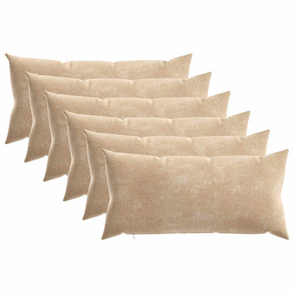 Throw Pillow 6 pcs HEERLEN Taupe 40 x 70 cm Chenille Fabric