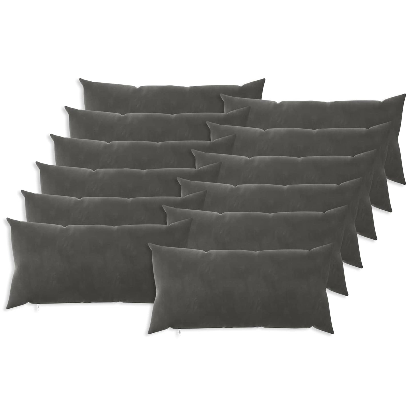 Cushion with Pillow HEERLEN 12 pcs Dark Grey Velvet