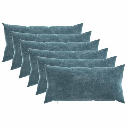Throw Pillow 6 pcs HEERLEN Blue 40 x 80 cm Chenille Fabric