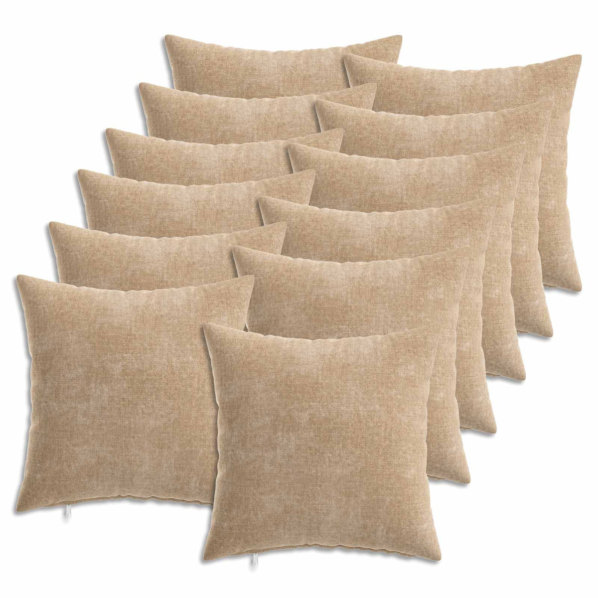 Throw Pillow 12 pcs HEERLEN Taupe 45 x 45 cm Chenille Fabric