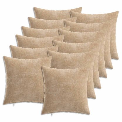 Throw Pillow 12 pcs HEERLEN Taupe 45 x 45 cm Chenille Fabric