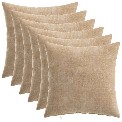 Throw Pillow 6 pcs HEERLEN Taupe 50 x 50 cm Chenille Fabric