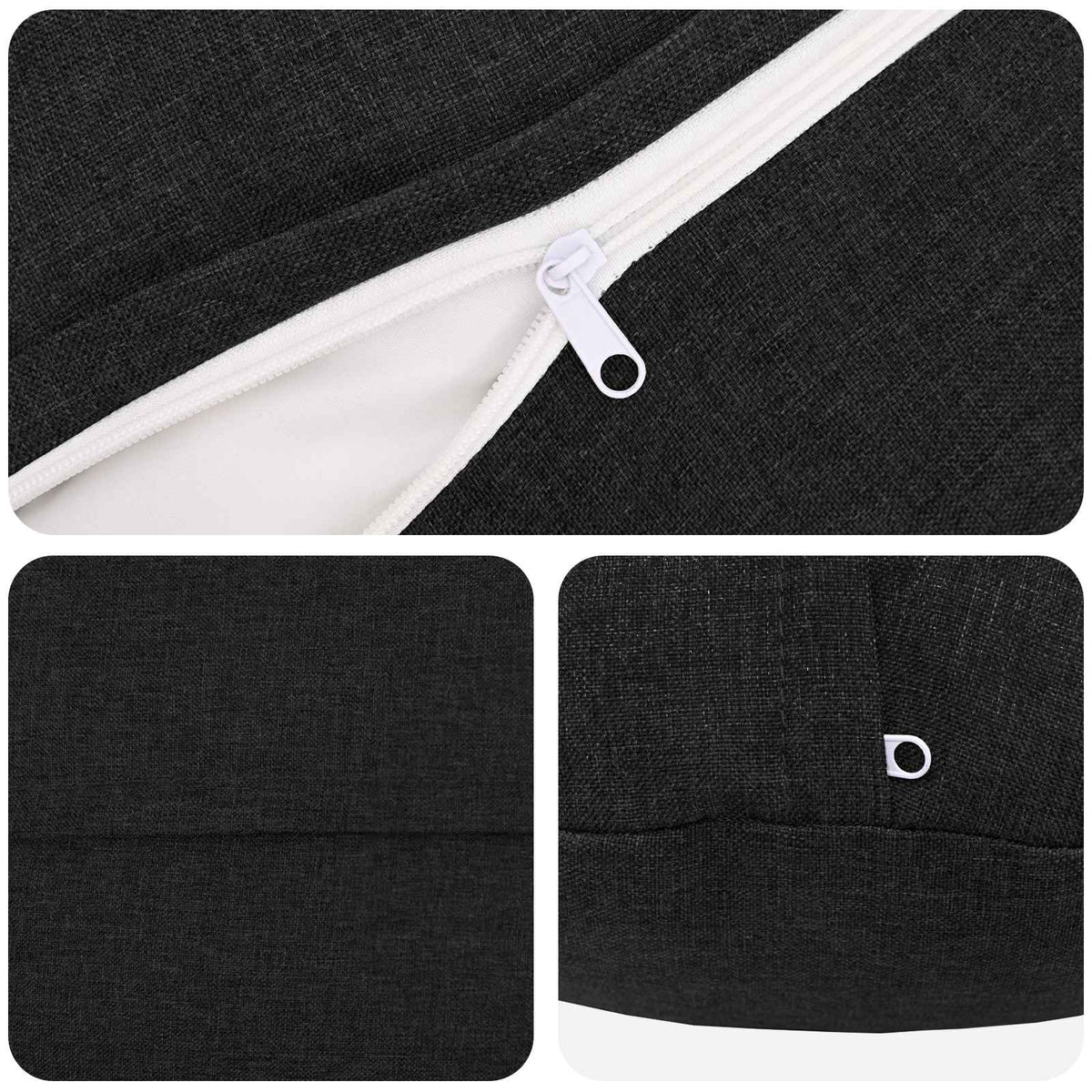 Throw Pillow 6 pcs HEERLEN Black Dia. 60 cm Fabric