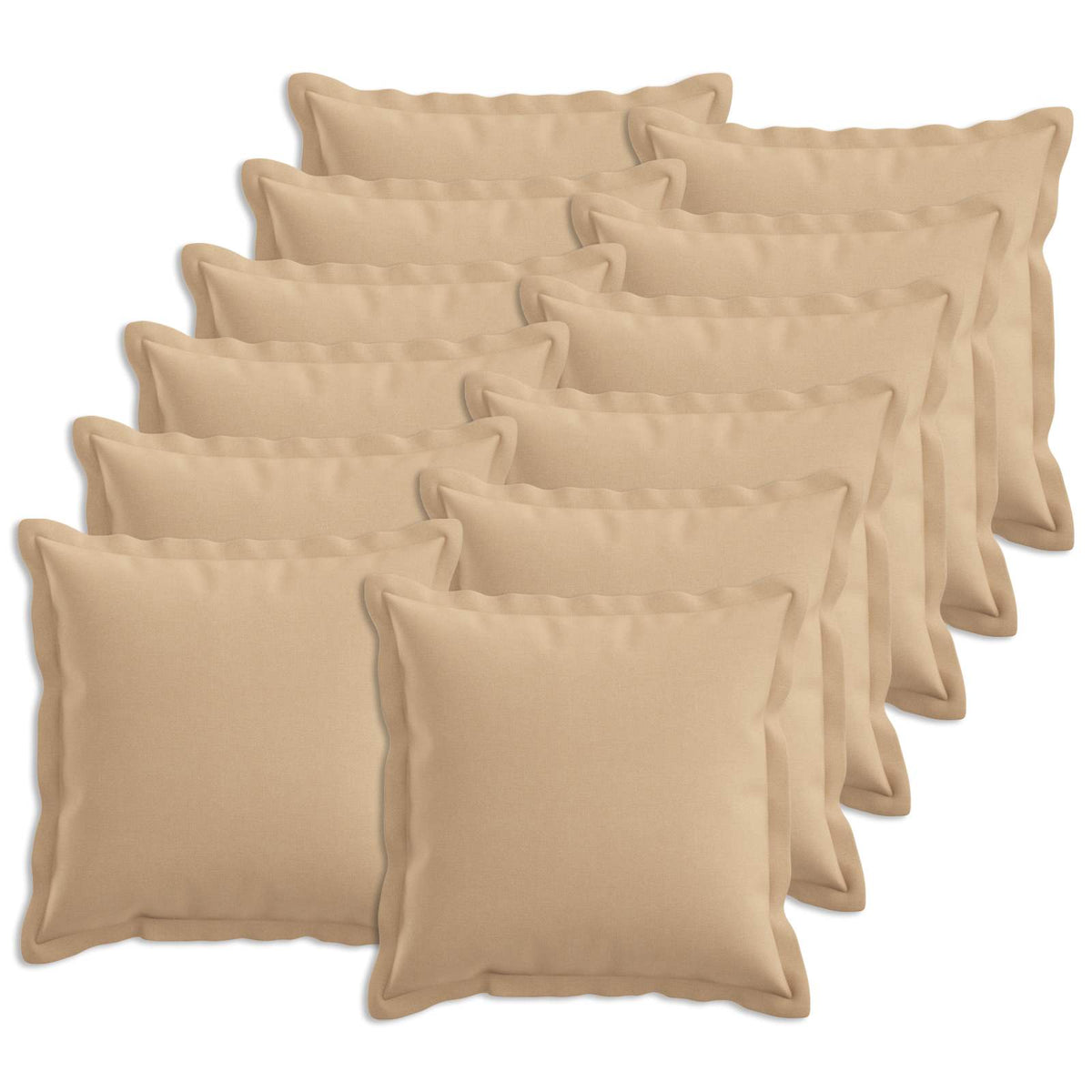 Throw Pillow 12 pcs HOUTEN Cream 40 x 40 cm Faux Linen