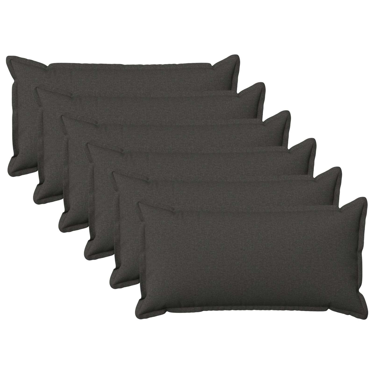 Throw Pillow 6 pcs HOUTEN Dark Grey 40 x 80 cm Faux Linen