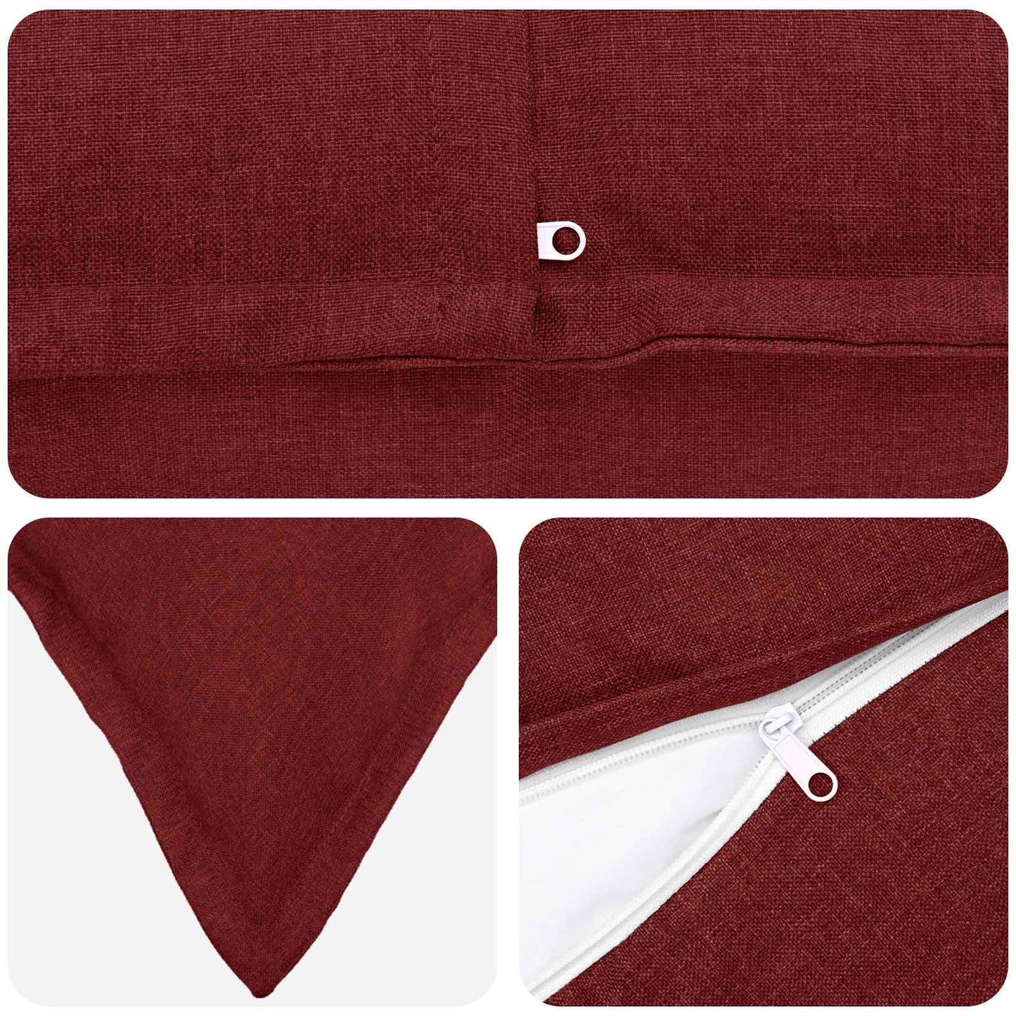 Cushion with Pillow HOUTEN 12 pcs Wine Red Faux Linen