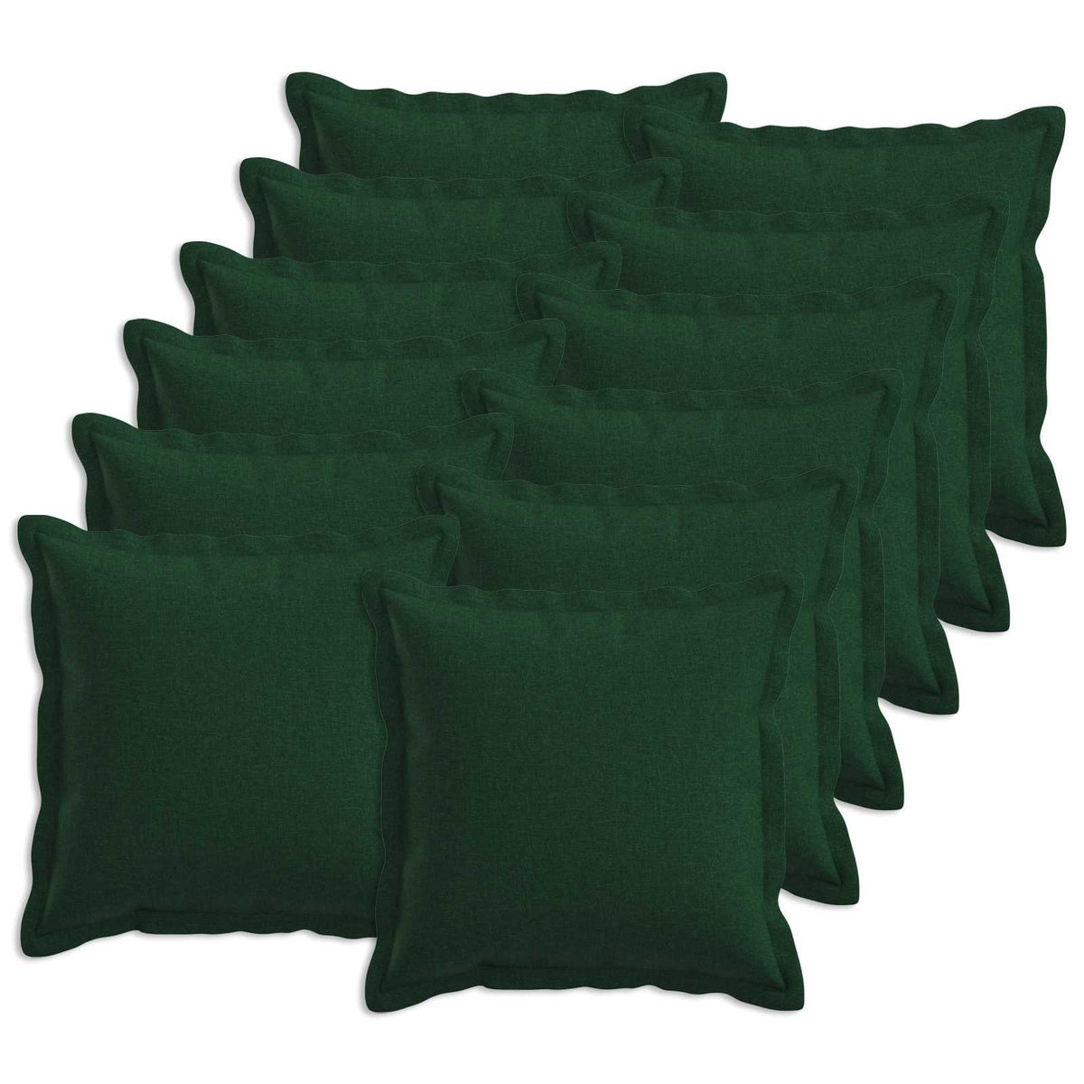 Throw Pillow 12 pcs HOUTEN Dark Green 45 x 45 cm Faux Linen