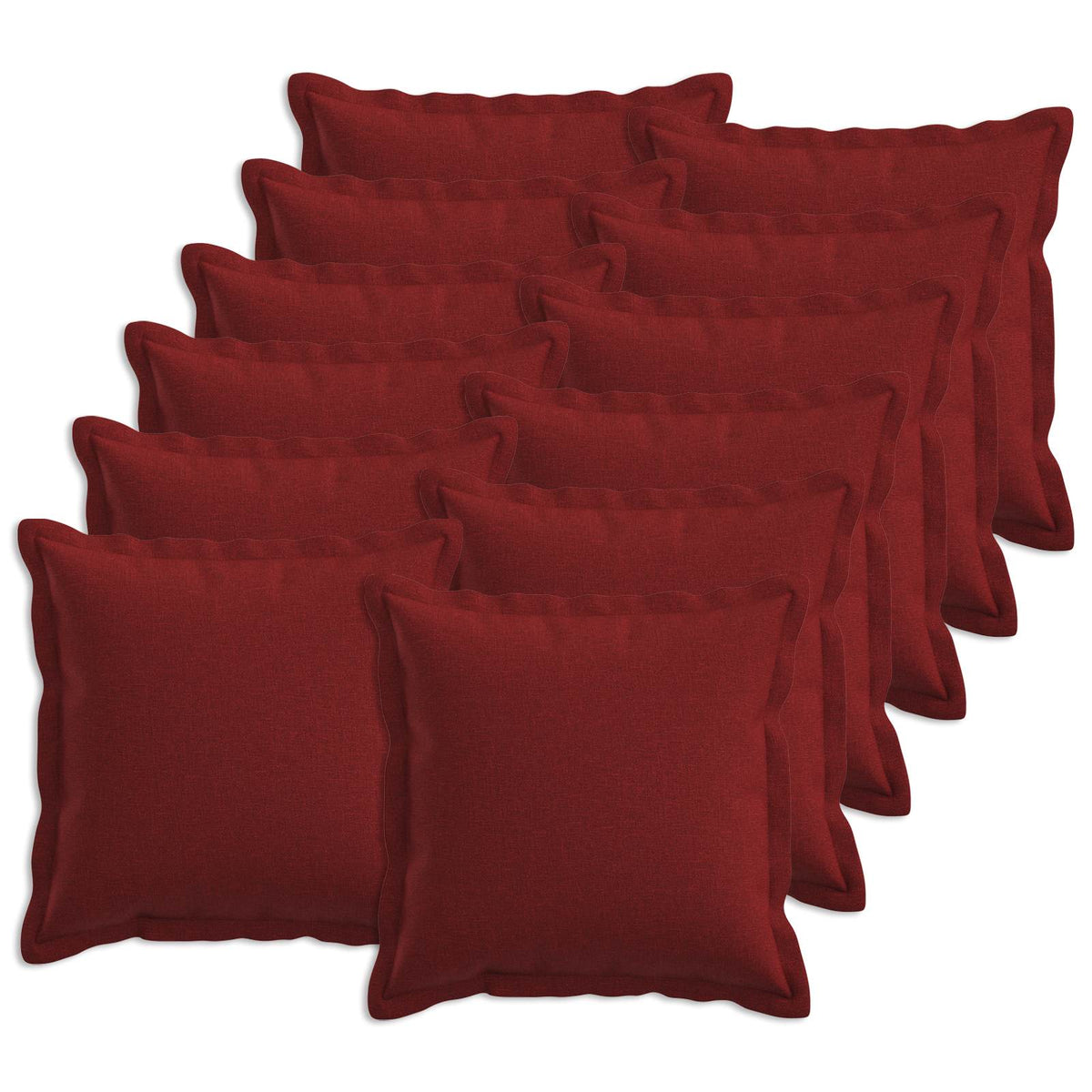 Throw Pillow 12 pcs HOUTEN Wine Red 45 x 45 cm Faux Linen
