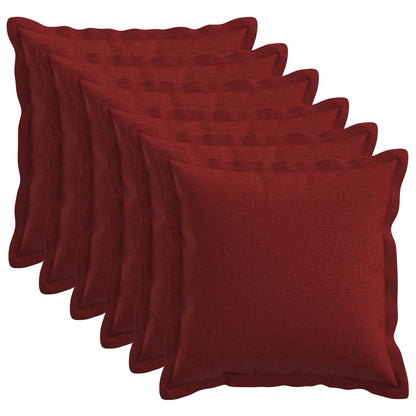 Throw Pillow 6 pcs HOUTEN Wine Red 50 x 50 cm Faux Linen