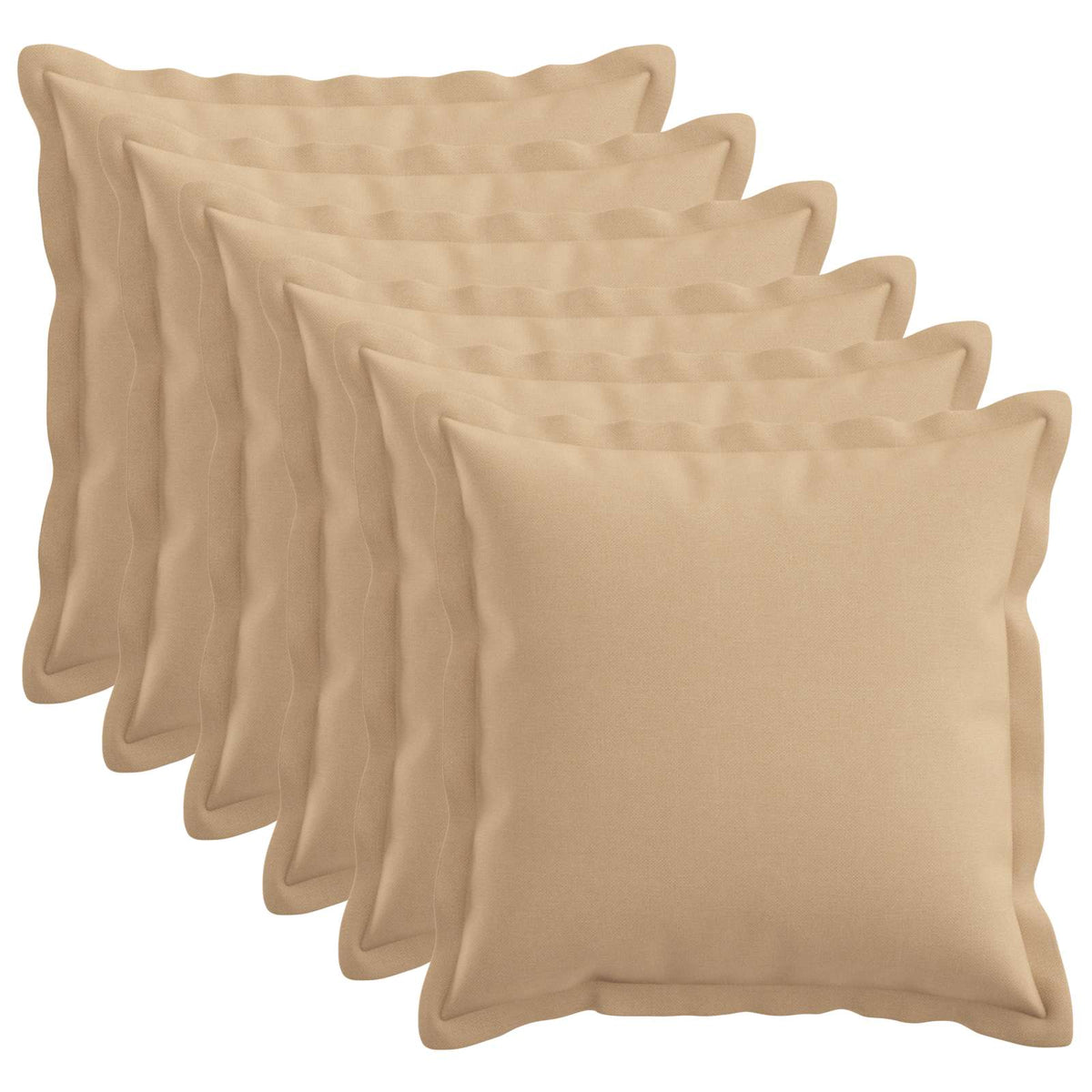 Throw Pillow 6 pcs HOUTEN Cream 50 x 50 cm Faux Linen