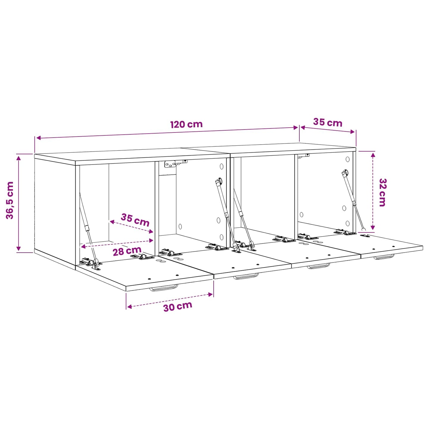 Wall Cabinet 2 pcs 120 x 36.5 x 35 cm Engineered Wood