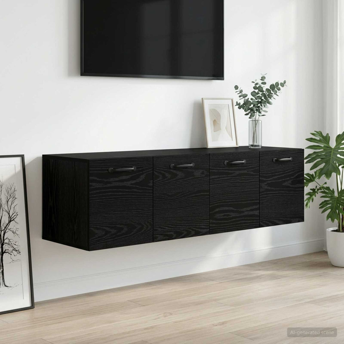 Wall Cabinet 2 pcs 120 x 36.5 x 35 cm Engineered Wood Black Oak