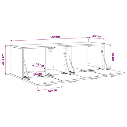 Wall Cabinet 2 pcs 120 x 36.5 x 35 cm Engineered Wood Black Oak