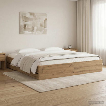 Bed Frame with Storage Artisan Oak 180 x 200 cm Engineered wood