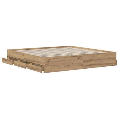 Bed Frame with Storage Artisan Oak 180 x 200 cm Engineered wood