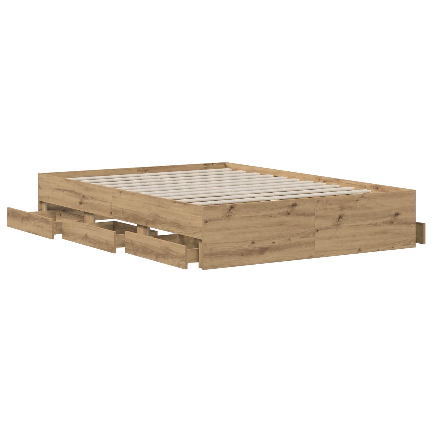 Bed Frame with Storage Artisan Oak 160 x 200 cm Engineered wood
