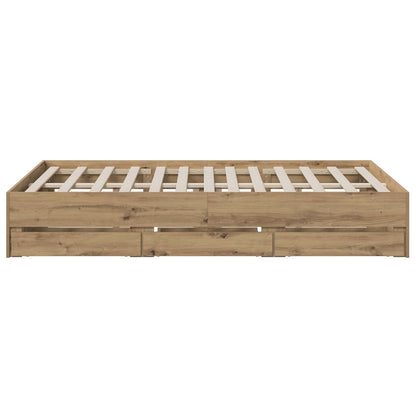 Bed Frame with Storage Artisan Oak 160 x 200 cm Engineered wood