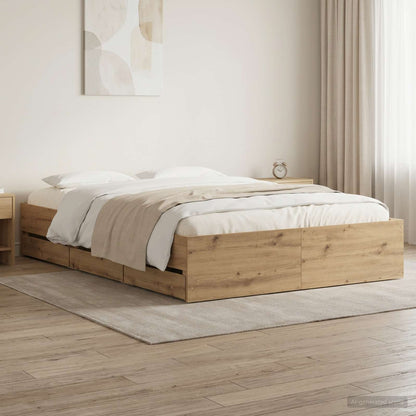 Bed Frame with Storage Artisan Oak 120 x 200 cm Engineered wood