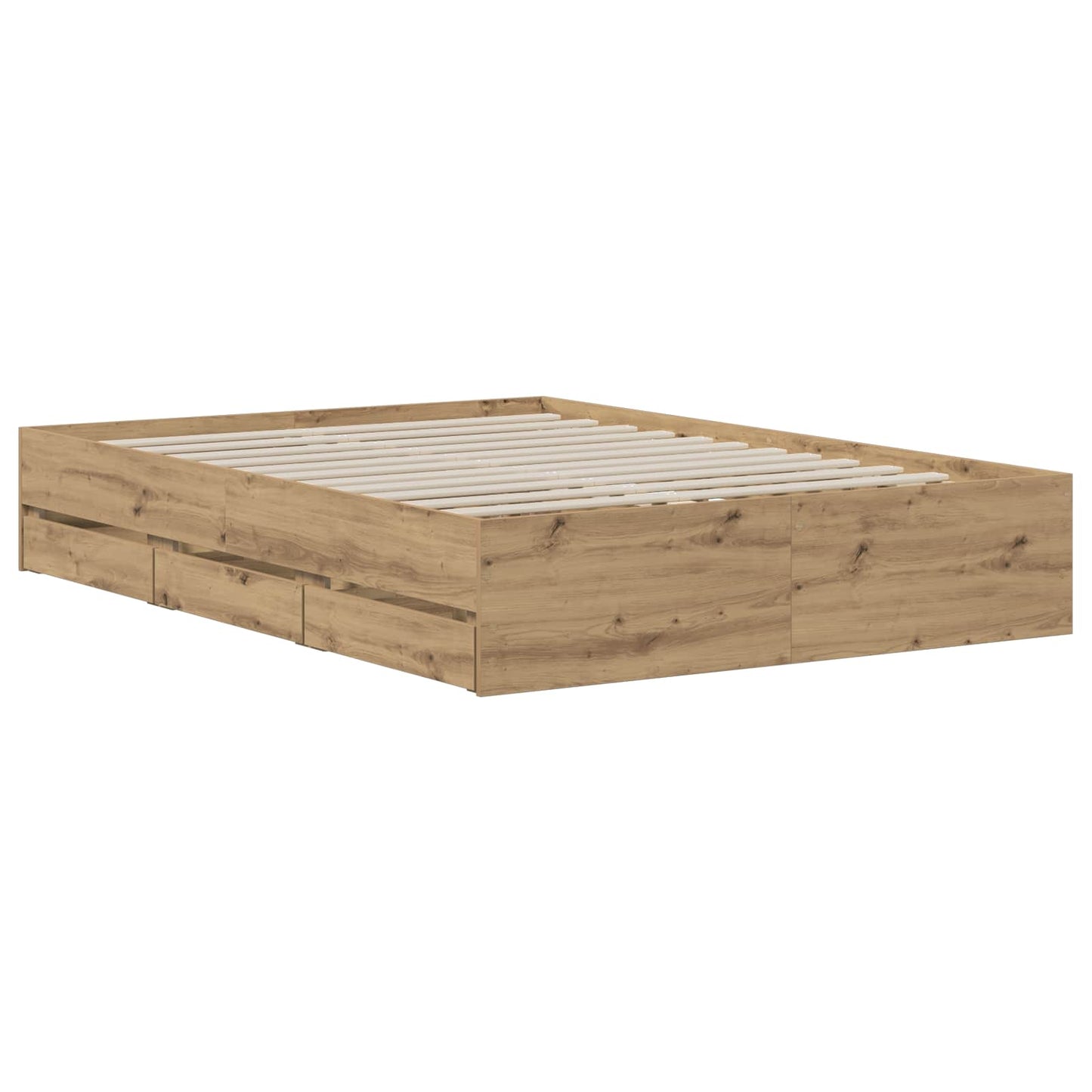 Bed Frame with Storage Artisan Oak 120 x 200 cm Engineered wood
