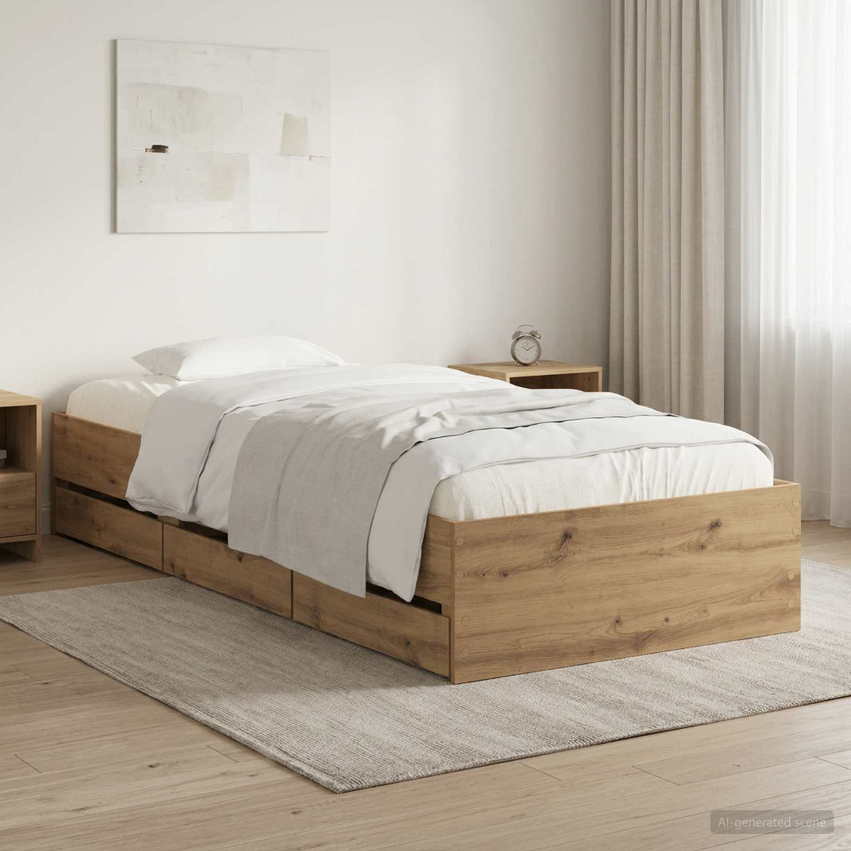 Bed Frame with Storage Artisan Oak 90 x 200 cm Engineered wood