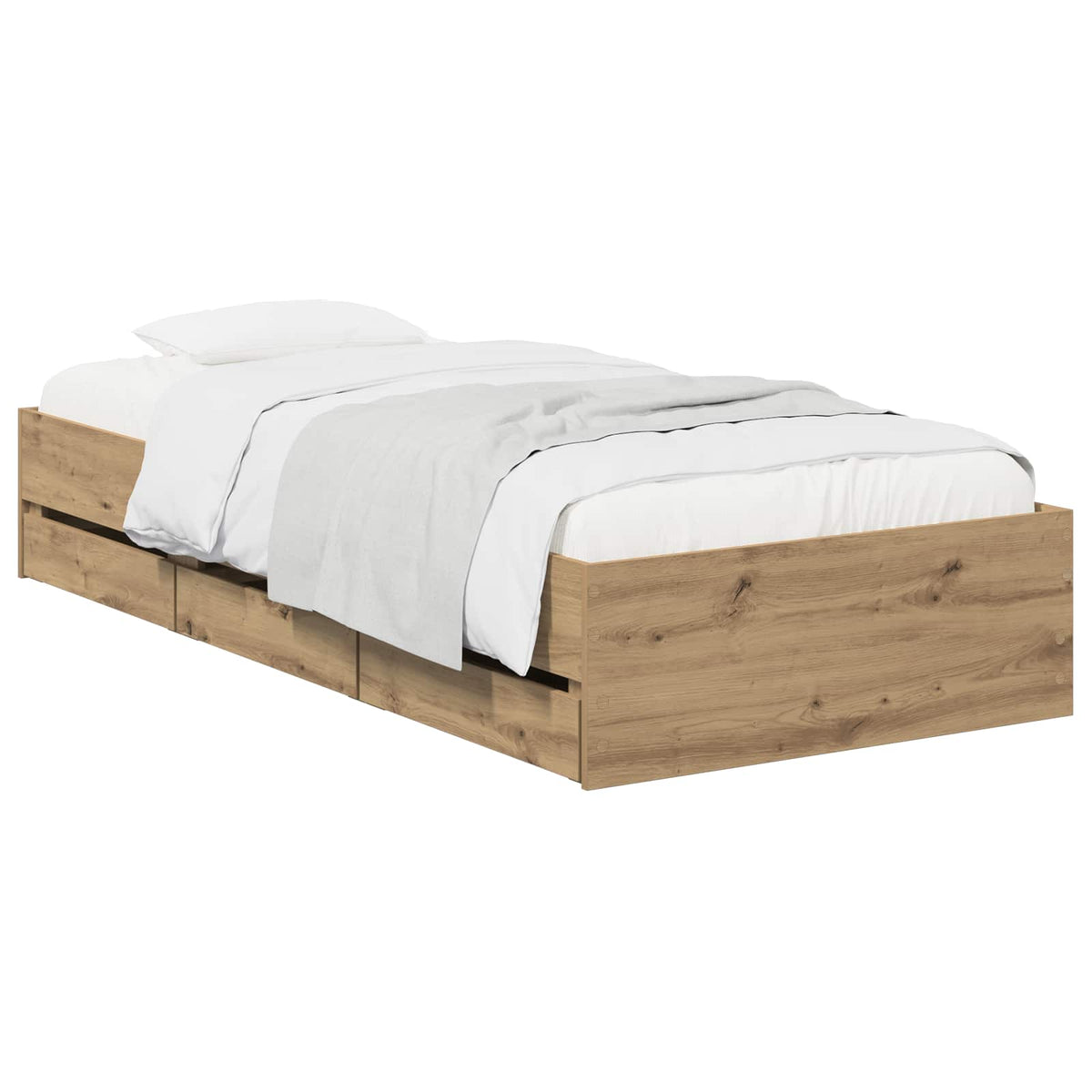 Bed Frame with Storage Artisan Oak 90 x 200 cm Engineered wood