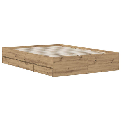 Bed Frame with Storage Artisan Oak 140 x 190 cm Engineered wood