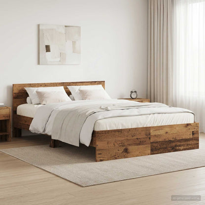 Bed Frame with Headboard Old Wood 160 x 200 cm Engineered wood