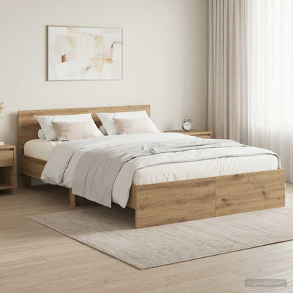 Bed Frame with Headboard Artisan Oak 160 x 200 cm