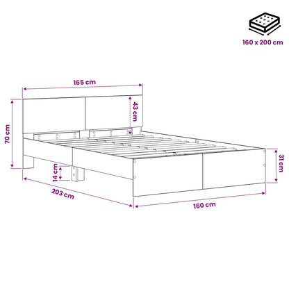 Bed Frame with Headboard Artisan Oak 160 x 200 cm