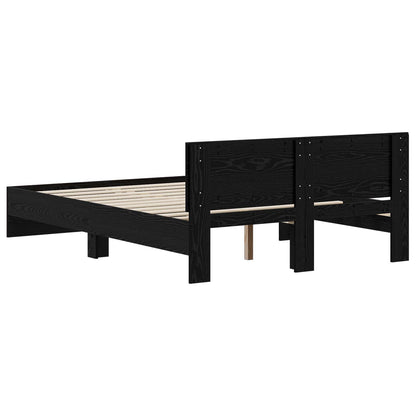 Bed Frame with Headboard Black Oak 160 x 200 cm Engineered wood