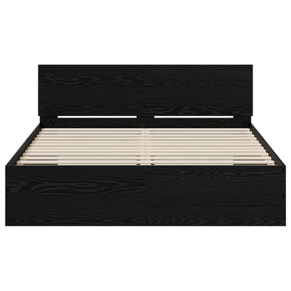 Bed Frame with Headboard Black Oak 160 x 200 cm Engineered wood
