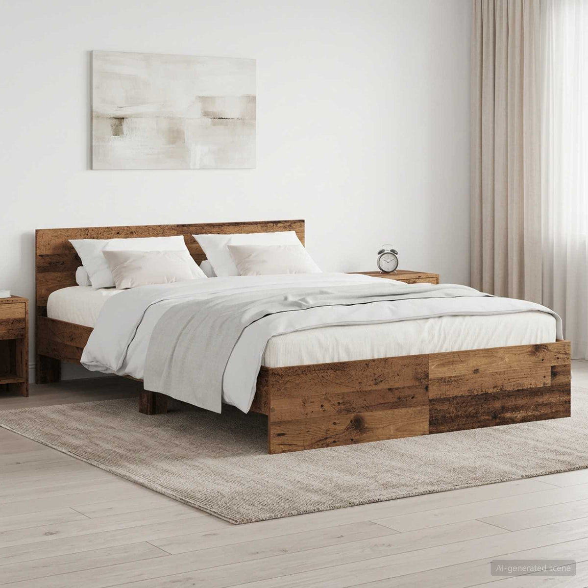 Bed Frame with Headboard Old Wood 140 x 200 cm Engineered wood