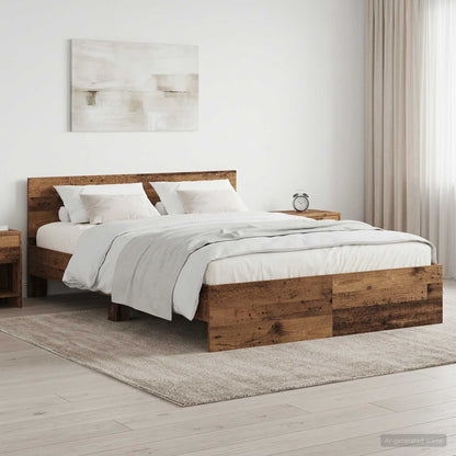 Bed Frame with Headboard Old Wood 140 x 200 cm Engineered wood