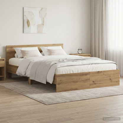 Bed Frame with Headboard Artisan Oak 140 x 200 cm