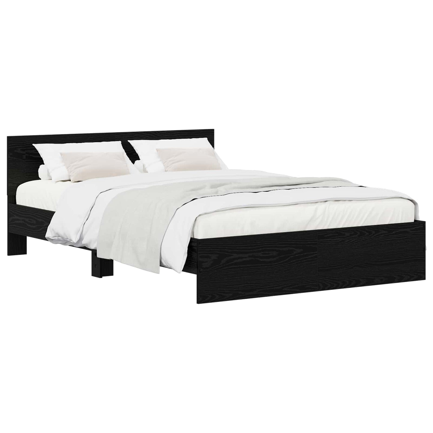 Bed Frame with Headboard Black Oak 140 x 200 cm Engineered wood