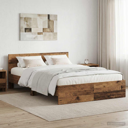 Bed Frame with Headboard Old Wood 120 x 200 cm Engineered wood