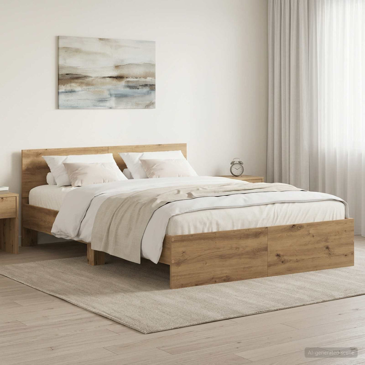 Bed Frame with Headboard Artisan Oak 120 x 200 cm