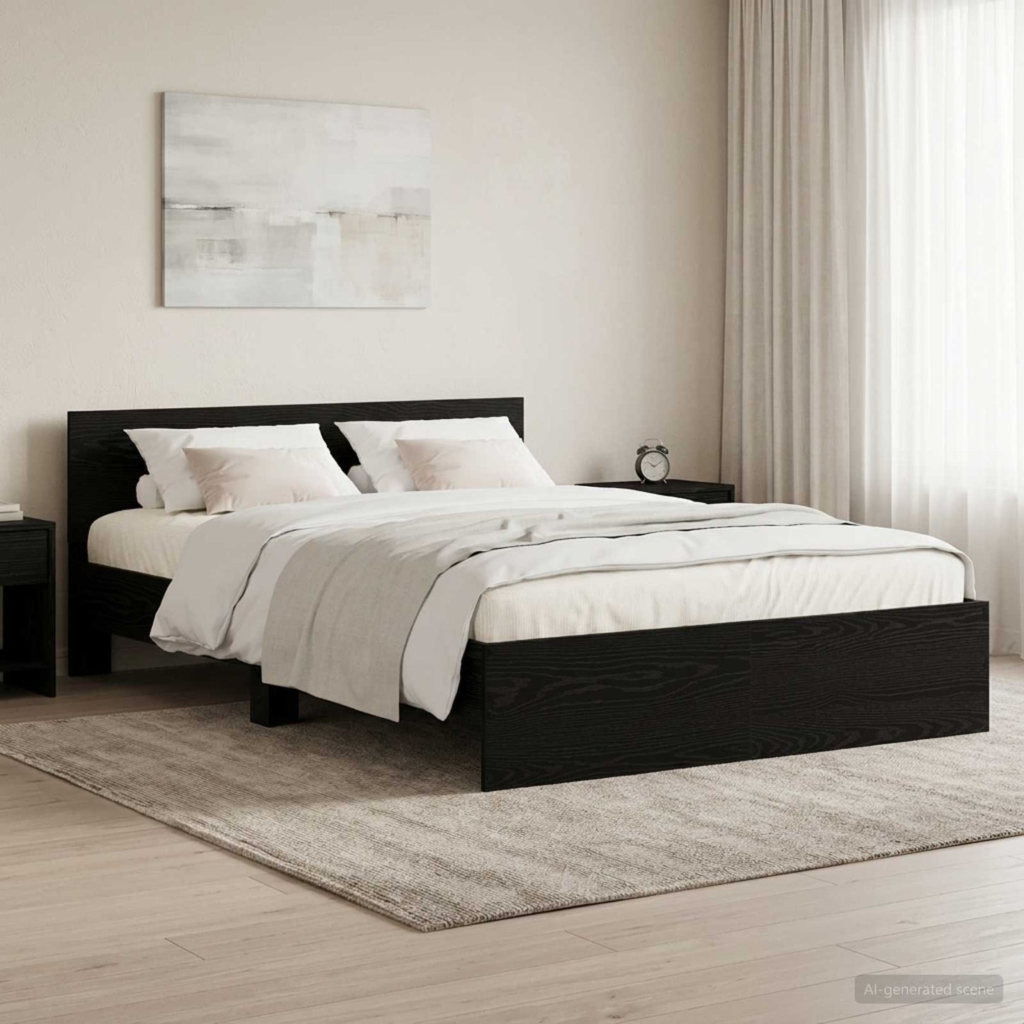Bed Frame with Headboard Black Oak 120 x 200 cm Engineered wood