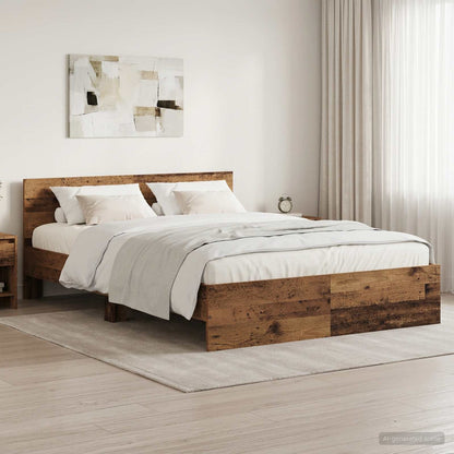 Bed Frame with Headboard Old Wood 140 x 190 cm Engineered wood
