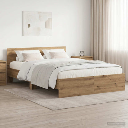 Bed Frame with Headboard Artisan Oak 140 x 190 cm