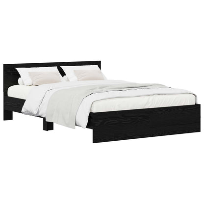 Bed Frame with Headboard Black Oak 140 x 190 cm Engineered wood