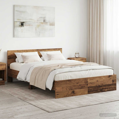 Bed Frame with Headboard Old Wood 135 x 190 cm Engineered wood