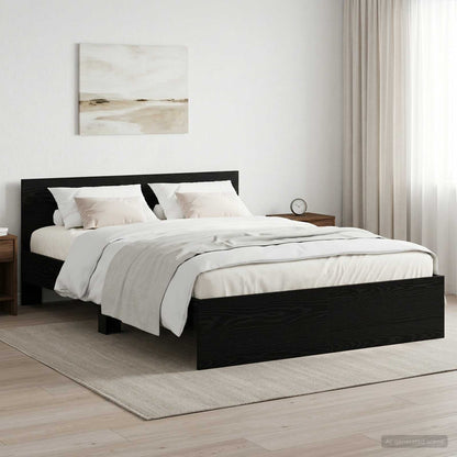 Bed Frame with Headboard Black Oak 135 x 190 cm Engineered wood